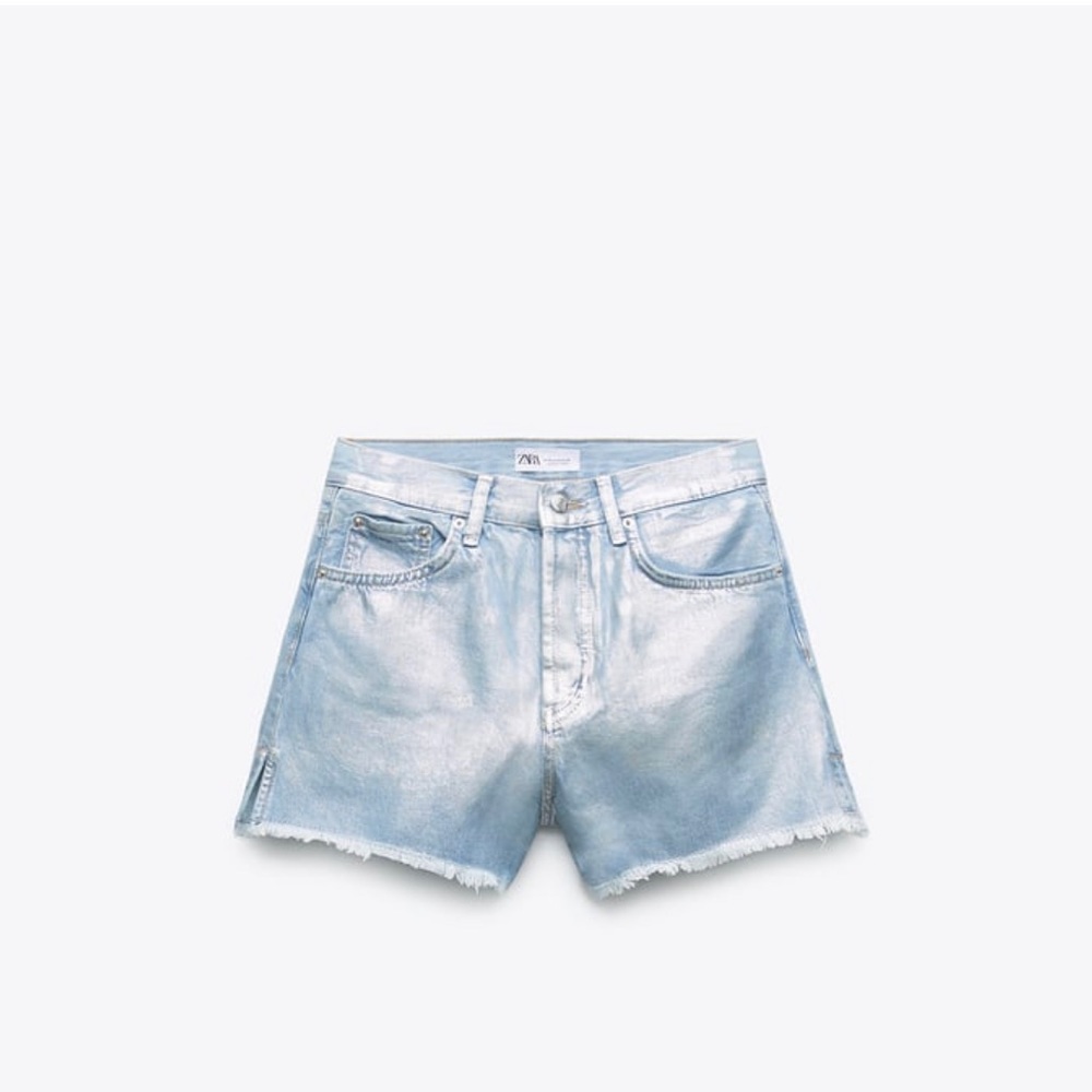 Zara Metallic denim shorts
